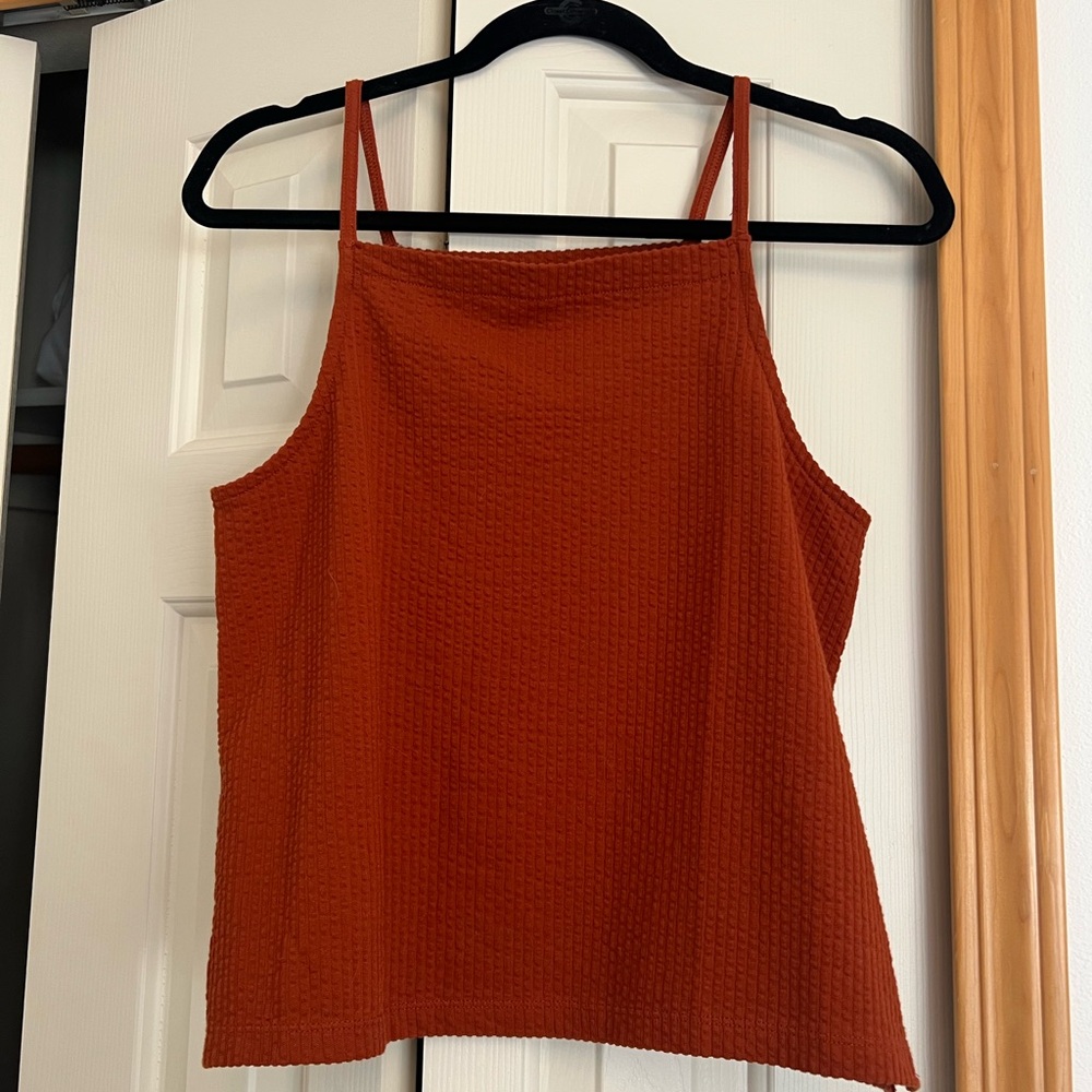 Madewell Rust Orange Textured Apron Tank